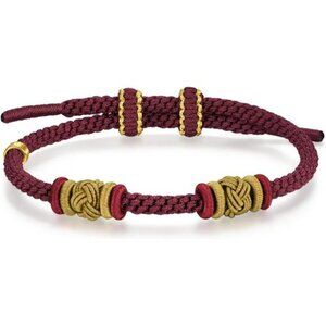 Red rope bracelet adjustable hand woven lucky knot jewelry gift for women and me